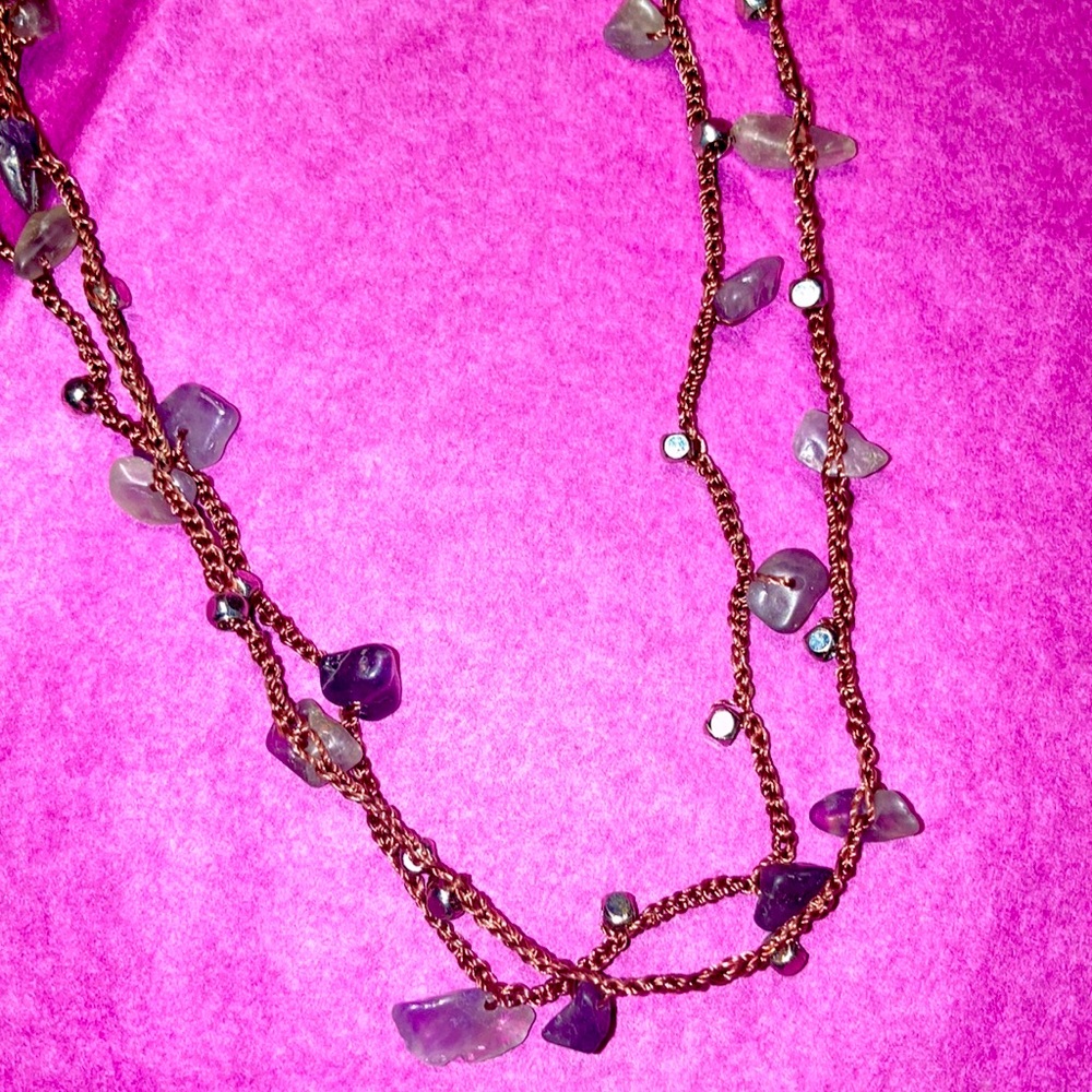 Calypso Studios amethyst chip necklace
